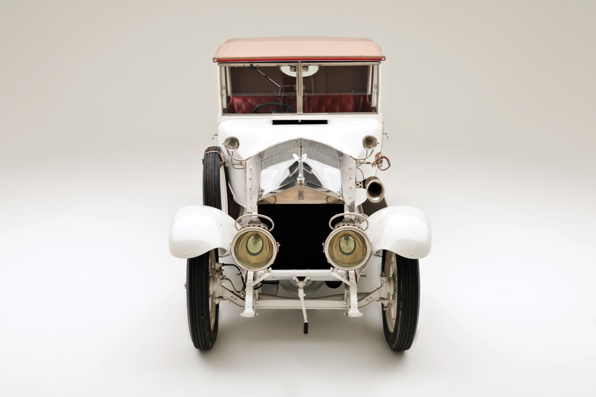 Front of 1911 Rolls-Royce 40/50 HP Silver Ghost Drophead Coupe by Barker offered at RM Sotheby’s Hershey live auction 2019